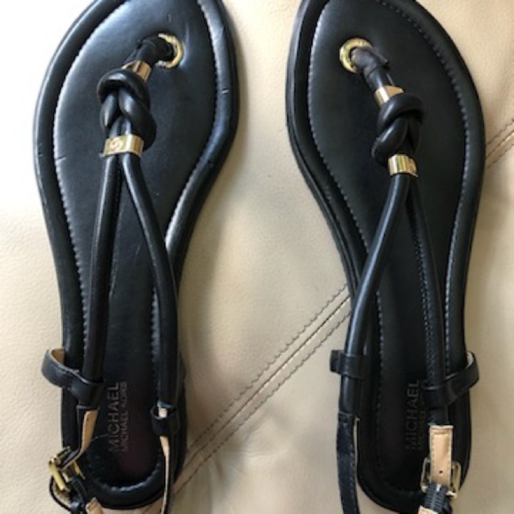 Michael Kors Black Leather Sandals